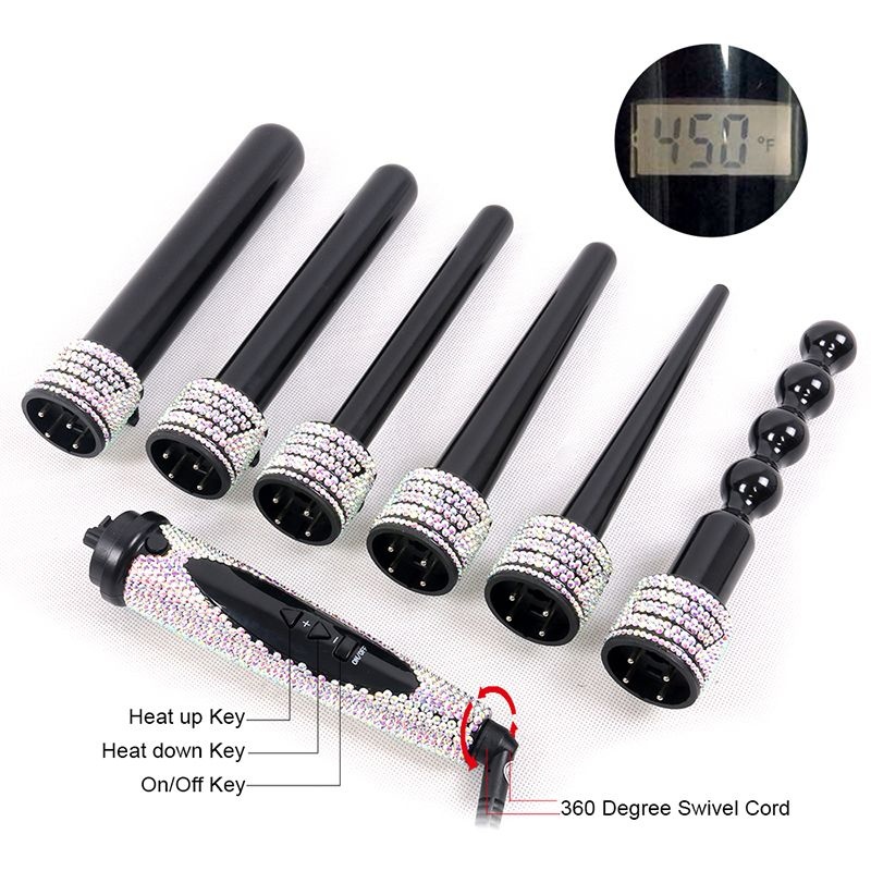 Interchangeable Swarovski Crystal Hair Curling wands-Hair Styling Tools
