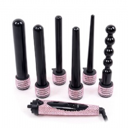 Interchangeable Pink Crystal Hair Curling wands-Hair Styling Tools